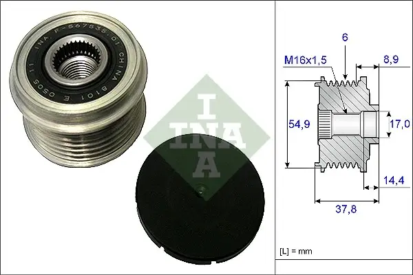 Механізм вільного ходу генератора HYUNDAI SANTA FE III (DM) 2.4 09/12 - (Вир-во) INA 535-0217-10 (фото 1)