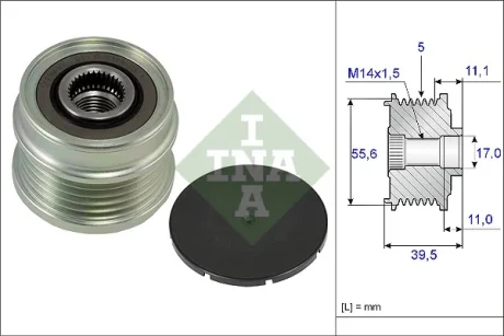 Шків генератора Ford Focus 2.5 ST 05-12/Volvo C30/C70/S40/V50 04-13 535 0218 10 INA 535-0218-10