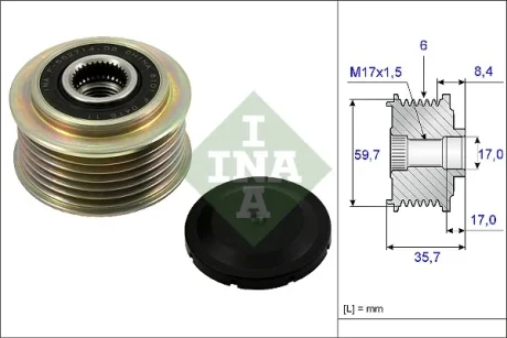 Шків генератора Mazda CX-7 2.3MZR DISI Turbo/2.5MZR, 06/06 - 12/14 535 0225 10 INA 535-0225-10