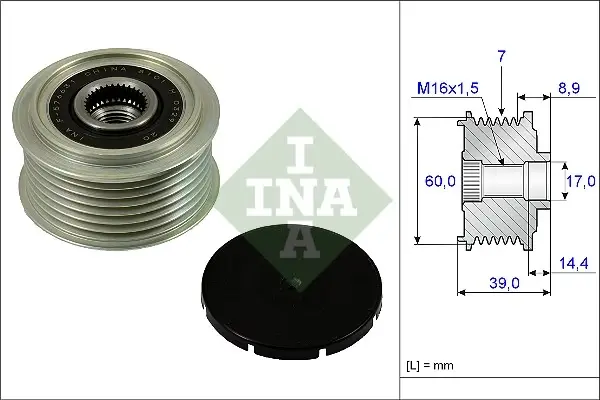 Шків генератора Hyundai i10 13- 535 0245 10 INA 535-0245-10 (фото 1)