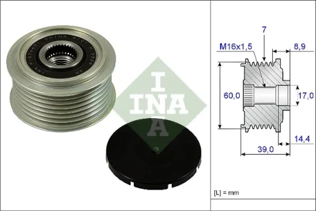 Шків генератора Hyundai i10 13- 535 0245 10 INA 535-0245-10