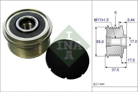 Шків генератора Mazda 3/6 02-14/ Nissan Micra IV/Note 1.2DIG-S 11- 535 0246 10 INA 535-0246-10