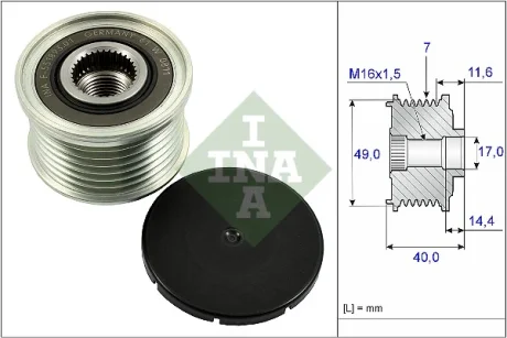 Шків генератора BMW X5 (E70) 3.0 06-10, N52 535 0254 10 INA 535-0254-10