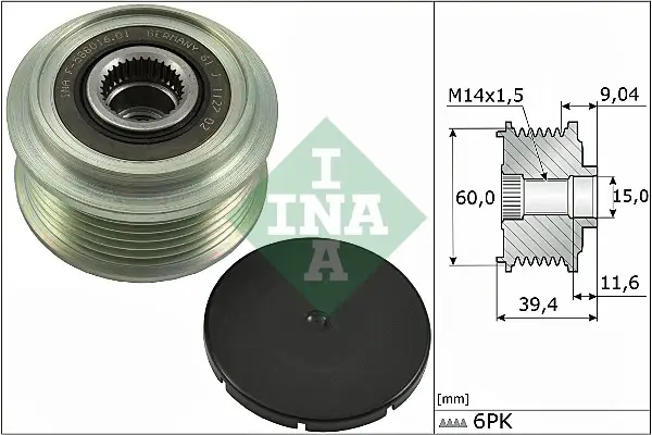 Шків генератора Citroen C1/Peugeot 108 1.0 VTi 14- 535 0277 10 INA 535-0277-10 (фото 1)