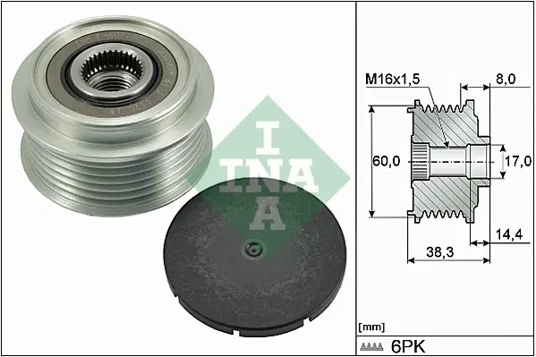 Шків генератора Toyota Yaris 1.0 10- (6PK) 535 0289 10 INA 535-0289-10 (фото 1)