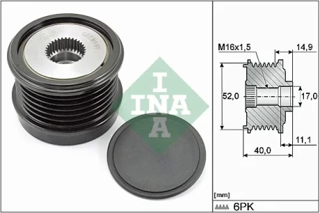 Шків генератора MB C-class (W204/W205)/E-class (W212/W213) 1.6-2.1D 08- (6PK) 535 0293 10 INA 535-0293-10