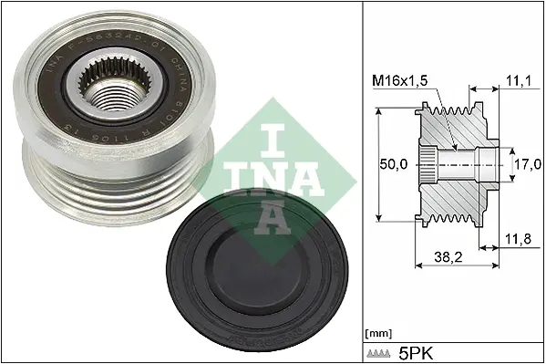 Шків генератора SsangYong Tivoli 15- 535 0337 10 INA 535-0337-10 (фото 1)
