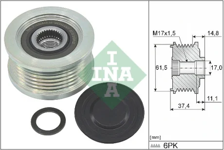 Шків генератора Fiat Bravo/Doblo/Punto/Lancia Lybra 1.9D 1.9 JTD 96-12 535 0348 10 INA 535-0348-10