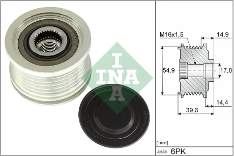 Шків генератора Hyundai Santa Fe/Kia Sorento 2.5 MPI 21- 535 0368 10 INA 535-0368-10