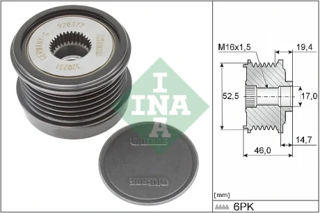 Шків генератора MB E-Class (W213) 1.5/2.0 (M264) 19- (6PK) 535 0373 10 INA 535-0373-10