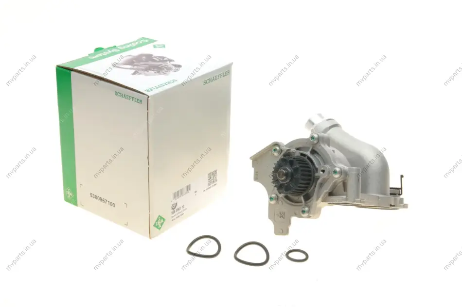 Помпа води Audi A3-A8/Skoda Octavia 1.8TSI/2.0RS/VW Golf V/VI 2.0TSI 06- (з термостатом) 538 0967 10 INA 538-0967-10 (фото 1)