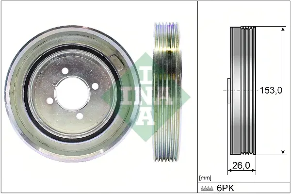 Шків колінвалу Citroen Berlingo/Peugeot Partner 1.9D 98- (DW8) 544 0040 10 INA 544-0040-10 (фото 1)