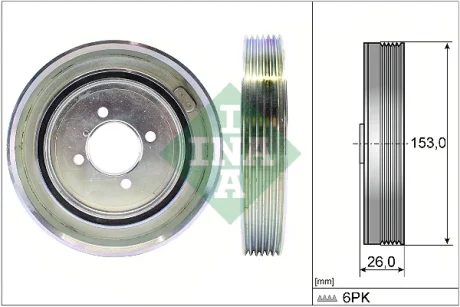 Шків колінвалу Citroen Berlingo/Peugeot Partner 1.9D 98- (DW8) 544 0040 10 INA 544-0040-10