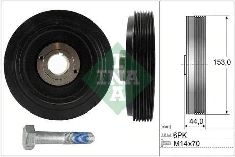 Шків колінвалу Citroen Berlingo/Jumpy/Peugeot Expert 1.8-1.9D 95-02 (6PK) (в комплекті з болтом) 544 0042 20 INA 544-0042-20