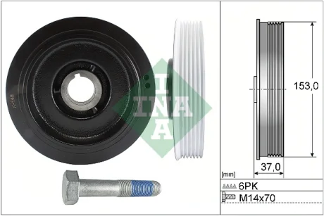 Шків колінвалу Citroen Berlingo/Fiat Scudo/Peugeot Expert/Partner 1.9D/2.0HDi (6PK) (з болтом) 544 0058 20 INA 544-0058-20