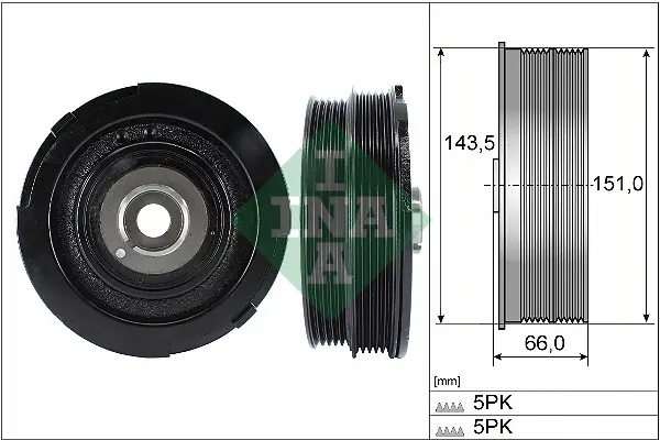 Ремінний шків колінчастий вал BMW 5 (E39) 520 d 09/95 - 07/03 (Вир-во) INA 544-0069-10 (фото 1)