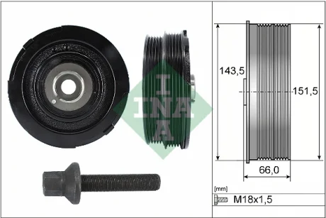 Шків колінвалу BMW 5 (E39) 520d 00-03 M47 D20 (204D1) 544 0069 20 INA 544-0069-20