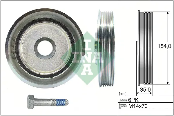 Шків колінвалу Ford Mondeo/Land Rover Freelander 2.2 TDCi/TD4 06-14 (6PK) (з болтом) 544 0112 20 INA 544-0112-20 (фото 1)