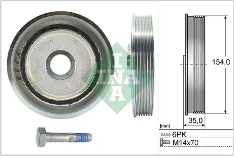 Шків колінвалу Ford Mondeo/Land Rover Freelander 2.2 TDCi/TD4 06-14 (6PK) (з болтом) 544 0112 20 INA 544-0112-20