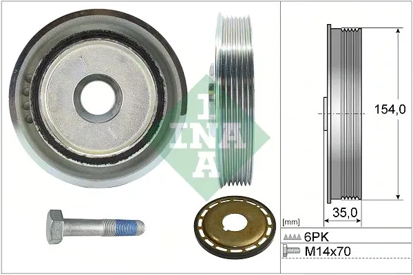Шків колінвалу Ford Mondeo/Land Rover Freelander 2.2 TDCi/TD4 06-14 (6PK) (з болтом) 544 0112 21 INA 544-0112-21 (фото 1)