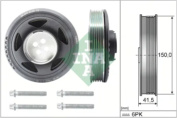 Шків колінвалу BMW 1 (F20/F21)/X1 (F48) 14- (150x41.5) (5PK) (з болтом), B37 D15 A 544 0129 20 INA 544-0129-20 (фото 1)