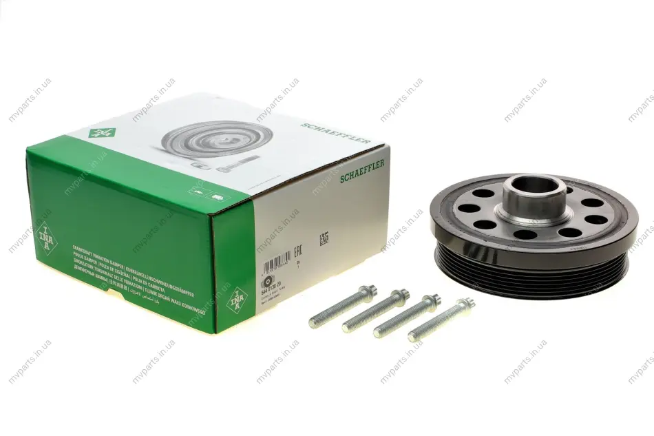Шків колінвалу BMW 1 (E81)/3 (E90)/X1 (E84)/5 (E60)/X3 (E83/F25) 2.0D 04- (6PK) (+болти), N47/M47 544 0130 20 INA 544-0130-20 (фото 1)