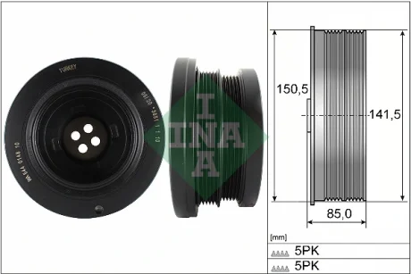 Шків колінвалу BMW 3 (E46)/5 (E39)/X5 (E53) 3.0D 98-05, M57 D30 (306D1) 544 0148 10 INA 544-0148-10