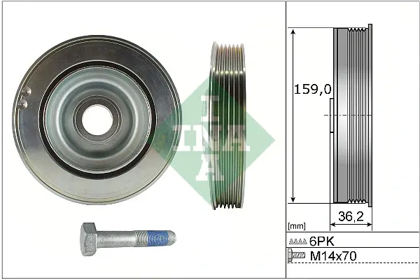 Шків колінвалу Citroen Jumpy/Peugeot Expert 2.0HDi 16- (+ болт) (6pk) 544 0173 20 INA 544-0173-20 (фото 1)