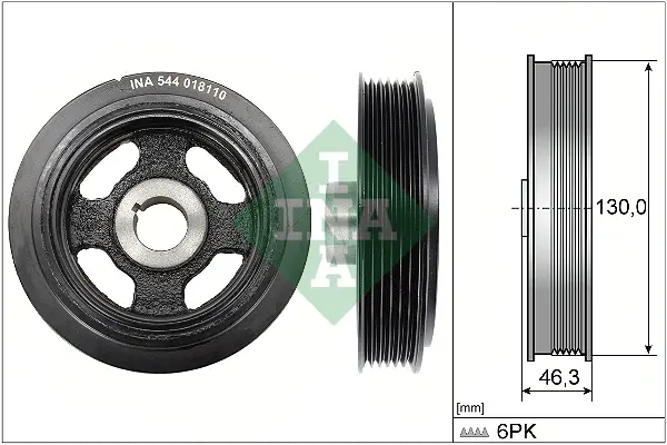 Шкив колнічастого валу Toyota Rav4 1.8-2.0/2.0D 00-05 ((6PK) 544 0181 10 INA 544-0181-10 (фото 1)