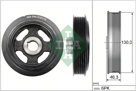 Шкив колнічастого валу Toyota Rav4 1.8-2.0/2.0D 00-05 ((6PK) 544 0181 10 INA 544-0181-10