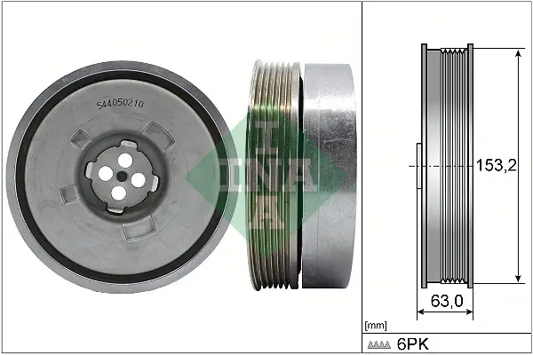 Шків колінвалу BMW 3 (F30/F80) 15-18 (153.2x63) (6PK) B38 B15 A 544 0502 10 INA 544-0502-10 (фото 1)