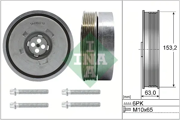 Шків колінвалу BMW 3 (F30/F80) 15-18 (153x63) (6PK) (з болтом), B38 B15 A 544 0502 20 INA 544-0502-20 (фото 1)