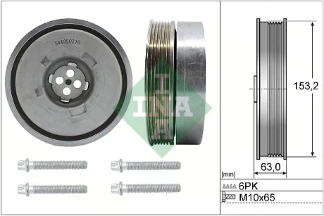 Шків колінвалу BMW 3 (F30/F80) 15-18 (153x63) (6PK) (з болтом), B38 B15 A 544 0502 20 INA 544-0502-20