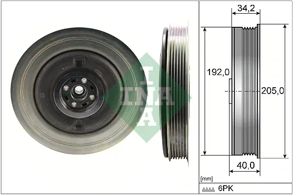 Шків колінвалу Volvo S60 II 13-18/XC 60 2.0D 13-21 (6PK) 544 0504 10 INA 544-0504-10 (фото 1)
