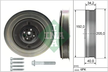 Шків колінвалу Volvo S60 II 13-18/XC 60 2.0D 13-21 (6PK) (+ болт) 544 0504 20 INA 544-0504-20