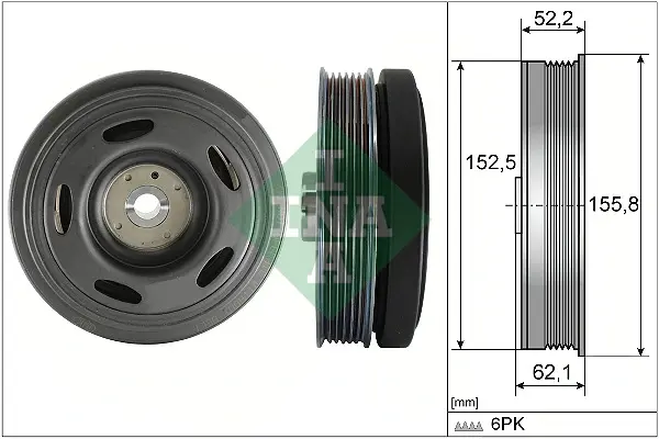 Шків колінвалу Renaul Kangoo III/Megane IV/Nissan Qashqai III 1.3H 20- 544 0515 10 INA 544-0515-10 (фото 1)