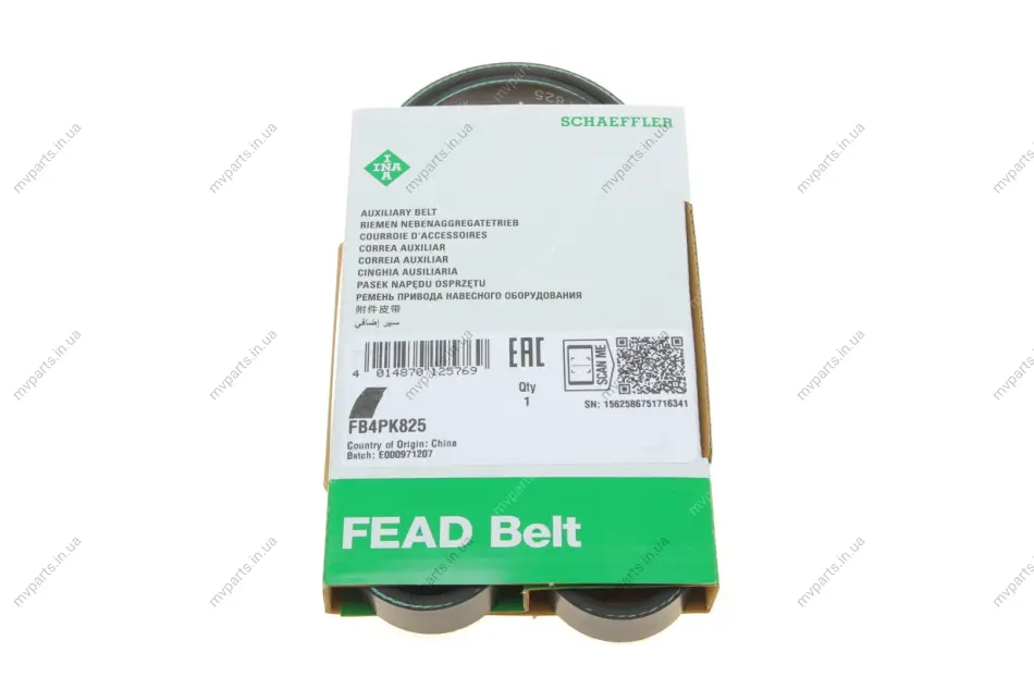 Ремінь генератора Suzuki Swift 1.0i 95-05/ Honda Civic 1.4-1.6 94-01/ Nissan Primera1.6-2.0 96-02 FB 4PK825 INA FB-4PK825 (фото 1)