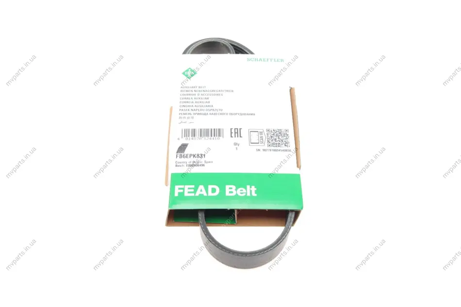 Ремінь генератора Ford Transit 2.0Di/TDCi 00- (-AC) (6PK831) FB 6EPK831 INA FB-6EPK831 (фото 1)