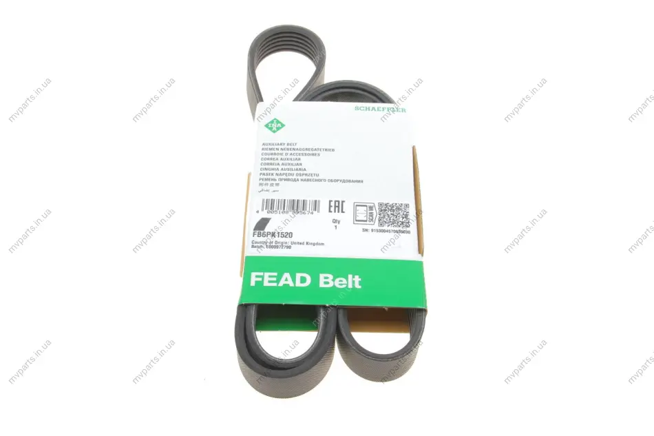 Ремінь генератора Ford Focus 1.8 TDCi 05-12/Skoda Octavia 1.4 i 99-01 (6PK1520) FB 6PK1520 INA FB-6PK1520 (фото 1)