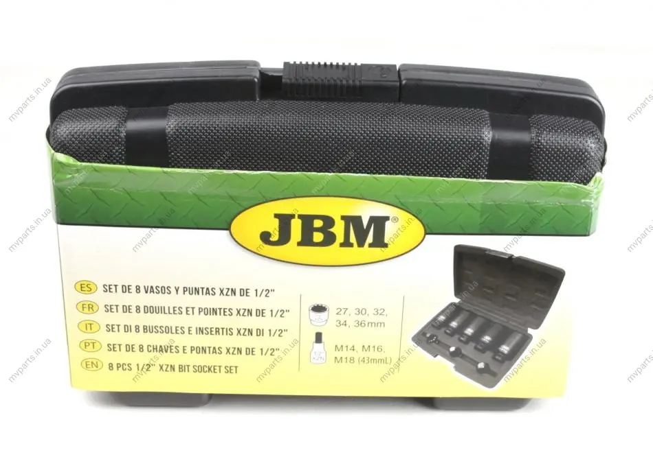 Набір ударних головок 12-граней та біт 1/2" 27-36 мм M14-M18 8 од. JBM 52547 (фото 1)