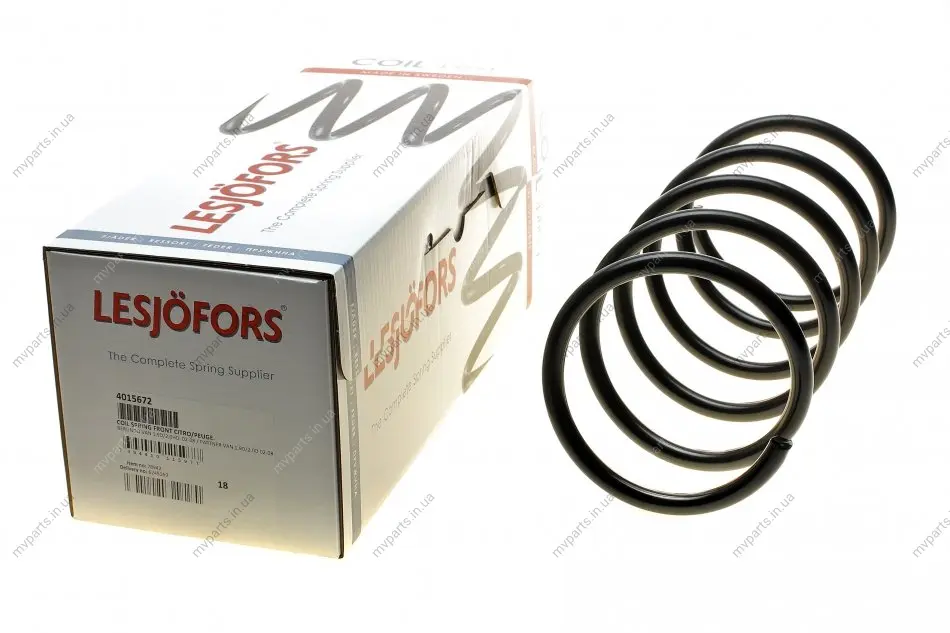 Пружина (передня) Citroen Berlingo/Peugeot Partner 1.9D/2.0HDi 02-15 (фургон/авт) (+АС)(нагр.800кг) LESJOFORS 4015672 (фото 1)