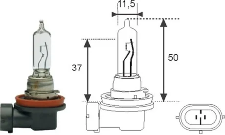 Лампа розжарювання H9 12V 65W PGJ19-5 (вир-во Magneti Marelli) MAGNETI MARELLI 002548100000