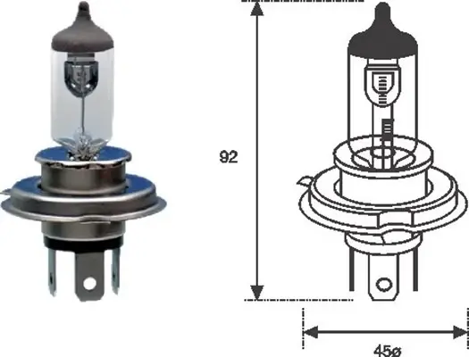 Лампа розжарювання H4 12V 60/55W P43t STANDART (вир-во Magneti Marelli) MAGNETI MARELLI 002555100000 (фото 1)