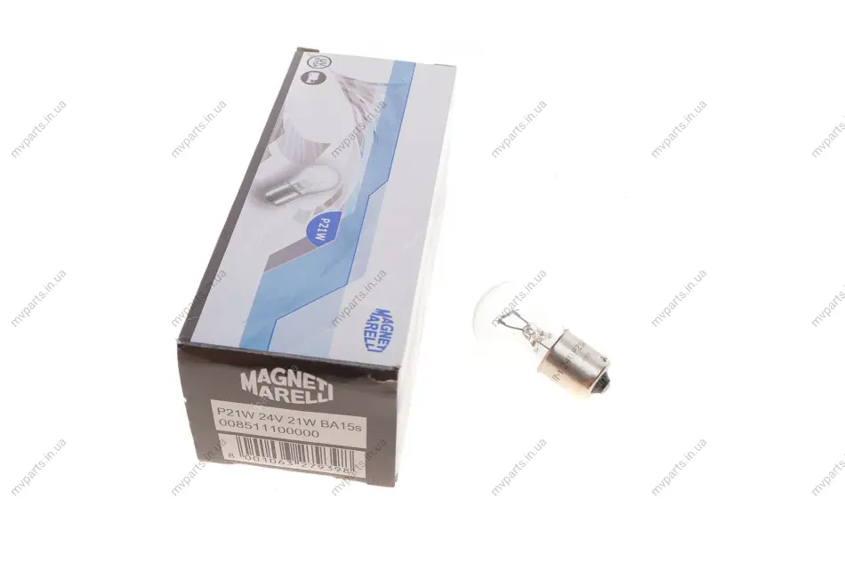 Автолампа P21W 24V 21W BA15s Стандарт (P21W 24V) MAGNETI MARELLI 008511100000 (фото 1)