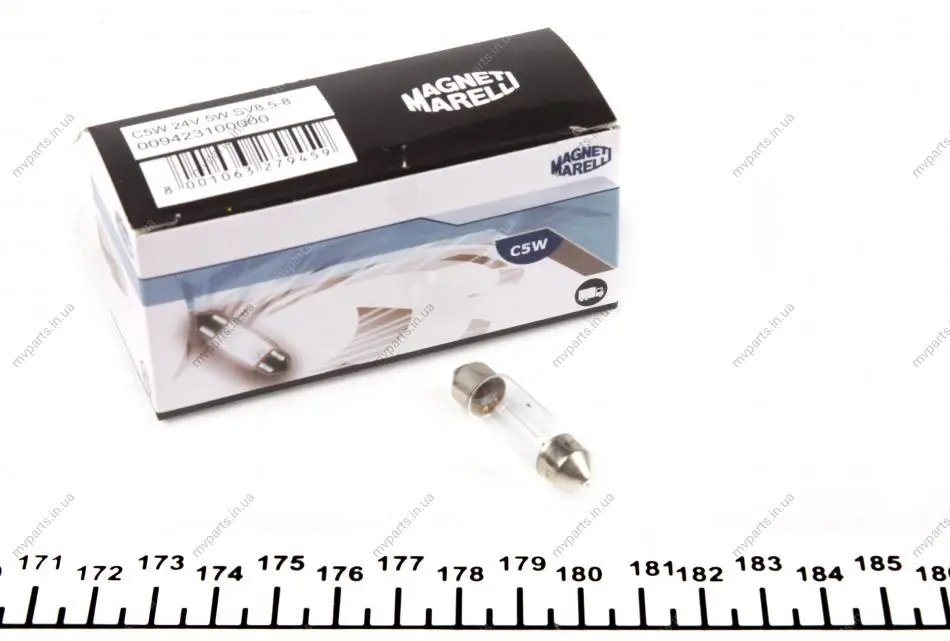 Автолампа C5W 24V 5W SV8.5-8 Standard 24V (C5W 24V) MAGNETI MARELLI 009423100000 (фото 1)