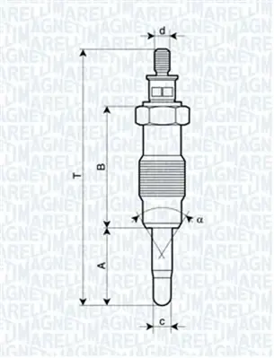 Свічка розжарювання Fiat Ducato 2.5D 94- (UX11A) MAGNETI MARELLI 062582804304 (фото 1)