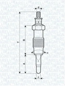 Свічка розжарювання Fiat Ducato 2.5D 94- (UX11A) MAGNETI MARELLI 062582804304