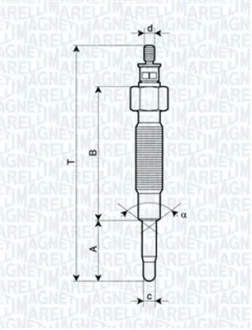 Свічка розжарювання Nissan Patrol/Mitsubishi Pajero 2.3TD/4.2D 82- (11V) (UC23A) MAGNETI MARELLI 062900019304
