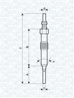 Свічка розжарювання Renault Kangoo 1.5dСi 10- (4.4V) (UY18A) MAGNETI MARELLI 062900089304