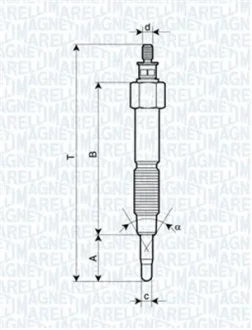 Свічка розжарювання Nissan Primera/Sunny 2.0 D 90-01 (UC63A) MAGNETI MARELLI 062900093304